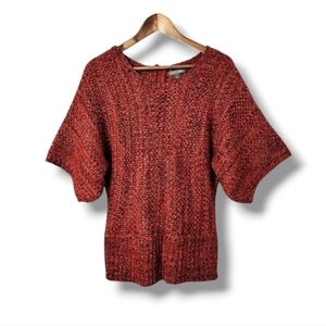 Roz & Ali Brick Red Short Dolman Sleeve Knit Sweater | Large